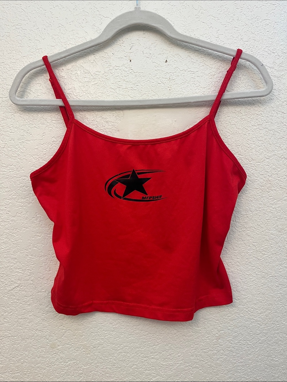 SHEIN Red Spaghetti Strap Star Graphic Camisole